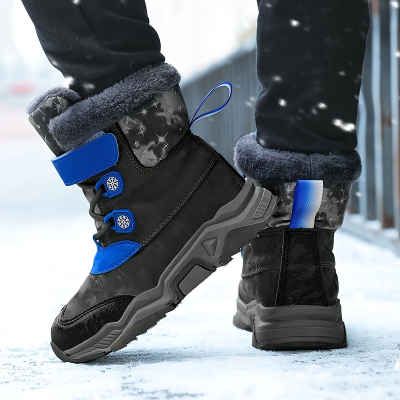 boys trendy snow boots warm fleece cozy non slip ankle boots plush comfy outdoor hiking shoes lined trekking shoes winter details 5