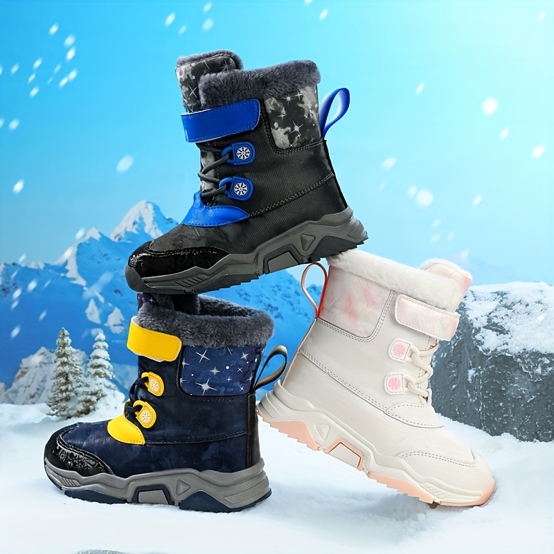 boys trendy snow boots warm fleece cozy non slip ankle boots plush comfy outdoor hiking shoes lined trekking shoes winter details 7