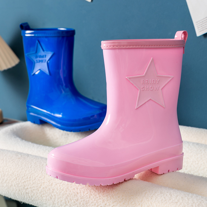 boys and girls casual rain boots with star print pvc non slip waterproof boots for outdoor details 3