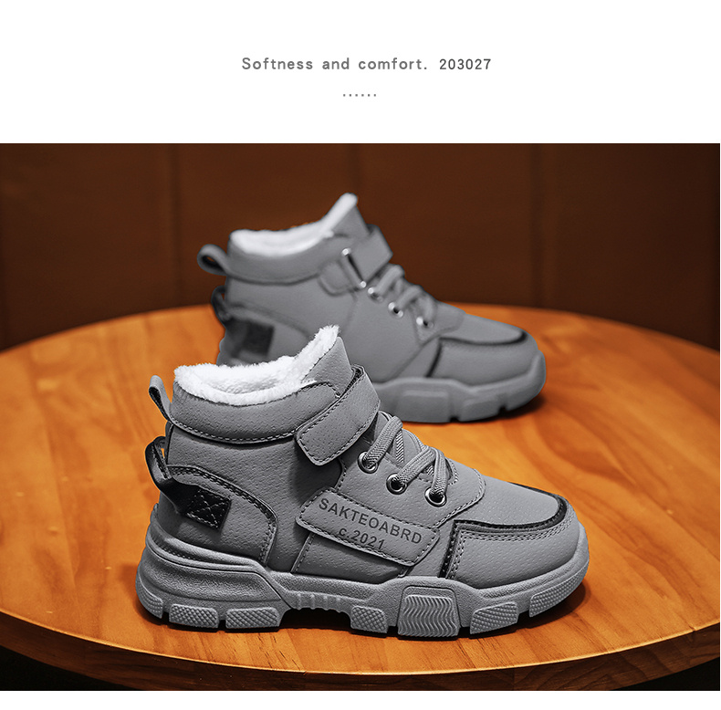 boys snow boots winter casual letter print magic appliques thermal anti slip boots details 6