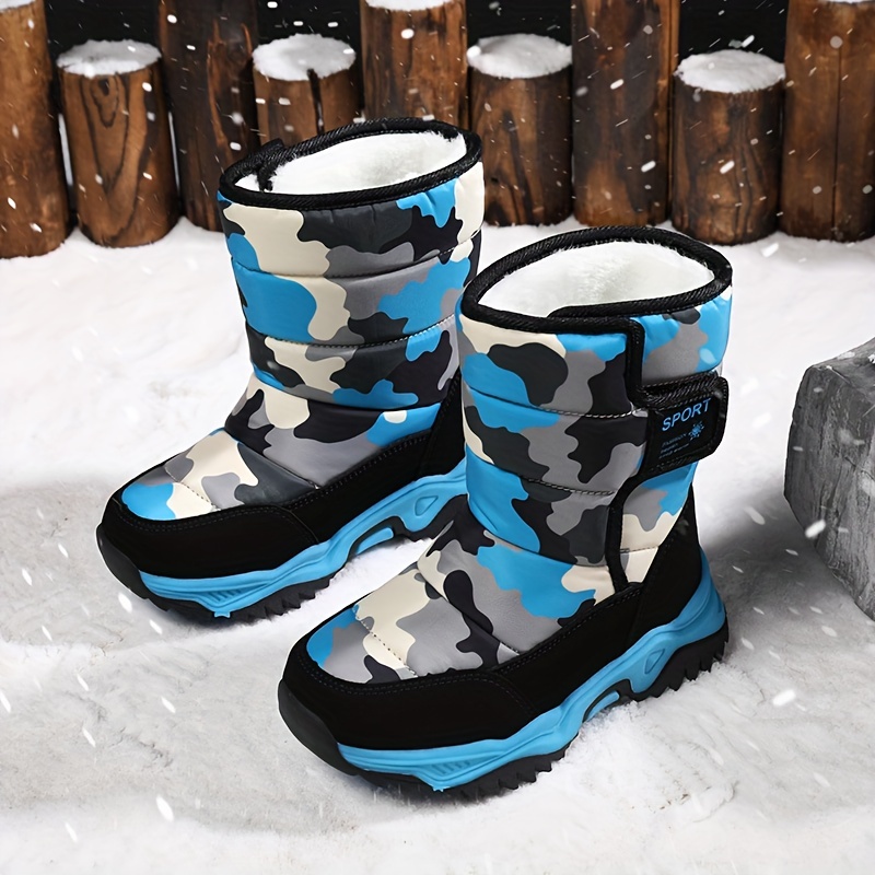 boys leather snow boots waterproof warm fleece cozy non slip ankle boots plush comfy outdoor hiking shoes fur lined trekking shoes winter details 14