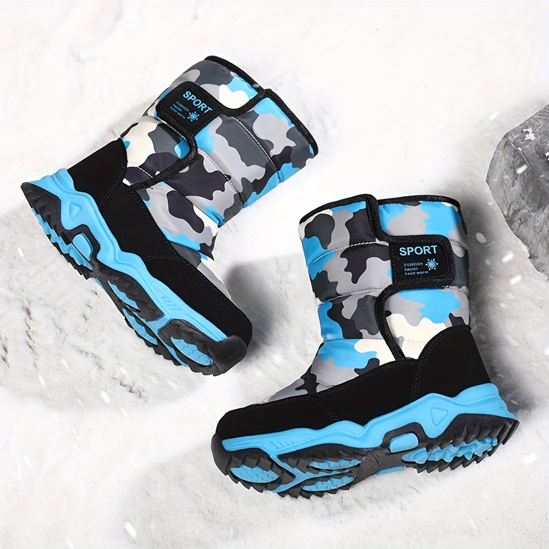 boys leather snow boots waterproof warm fleece cozy non slip ankle boots plush comfy outdoor hiking shoes fur lined trekking shoes winter details 15