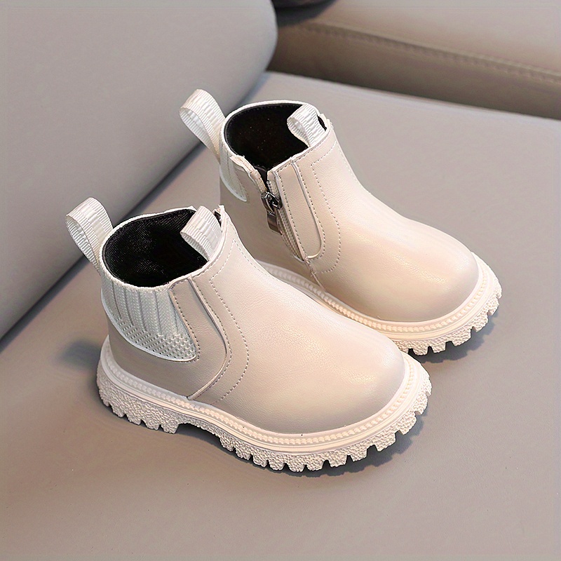 casual solid color boots with zipper for boys kids comfortable non slip boots for indoor outdoor travel autumn and winter details 4