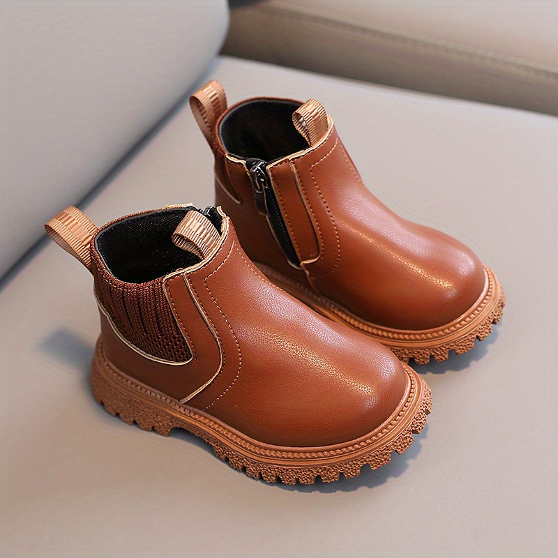 casual solid color boots with zipper for boys kids comfortable non slip boots for indoor outdoor travel autumn and winter details 6