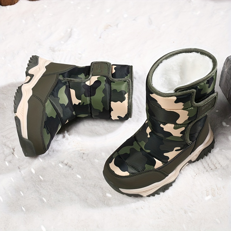 unisex childrens camouflage snow boots warm cozy non slip ankle boots comfy outdoor hiking trekking shoes for boys girls winter details 4