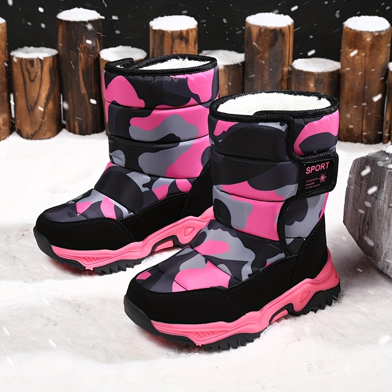 unisex childrens camouflage snow boots warm cozy non slip ankle boots comfy outdoor hiking trekking shoes for boys girls winter details 8