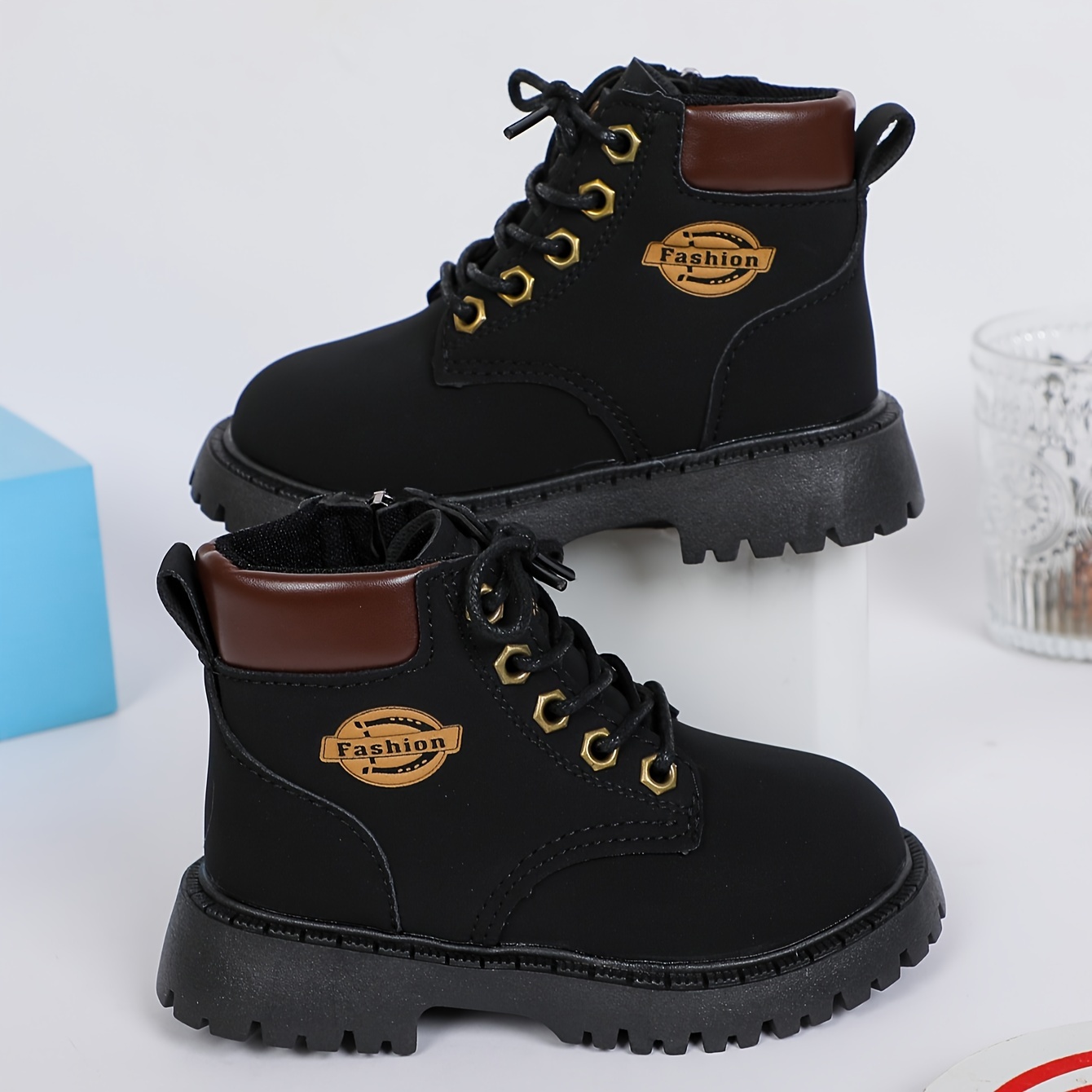 trendy cool boots with zipper for boys wear resistant non slip boots for outdoor hiking climbing all seasons details 2