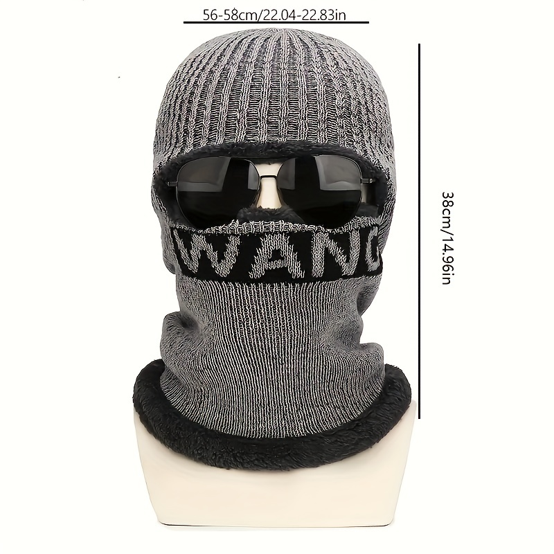 unisex fleece ski mask thick coldproof balaclava solid color neck gaiter knit hats elastic beanies winter cycling windproof mask for women men details 0