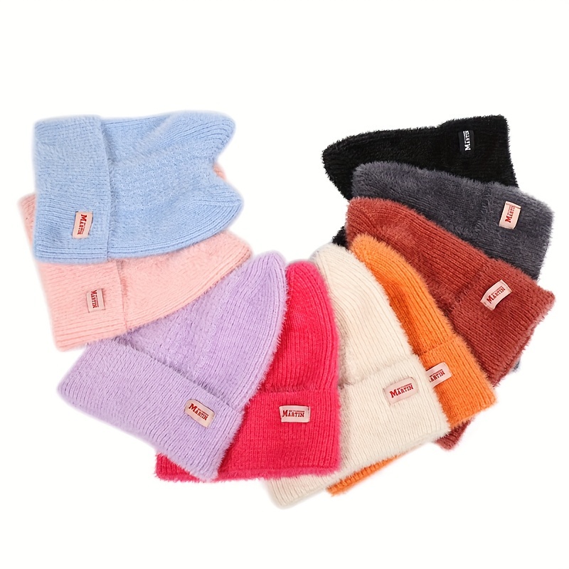 candy color cat beanie with ears lightweight elastic skull cap trendy elastic beanies warm knit hats for women autumn winter details 1