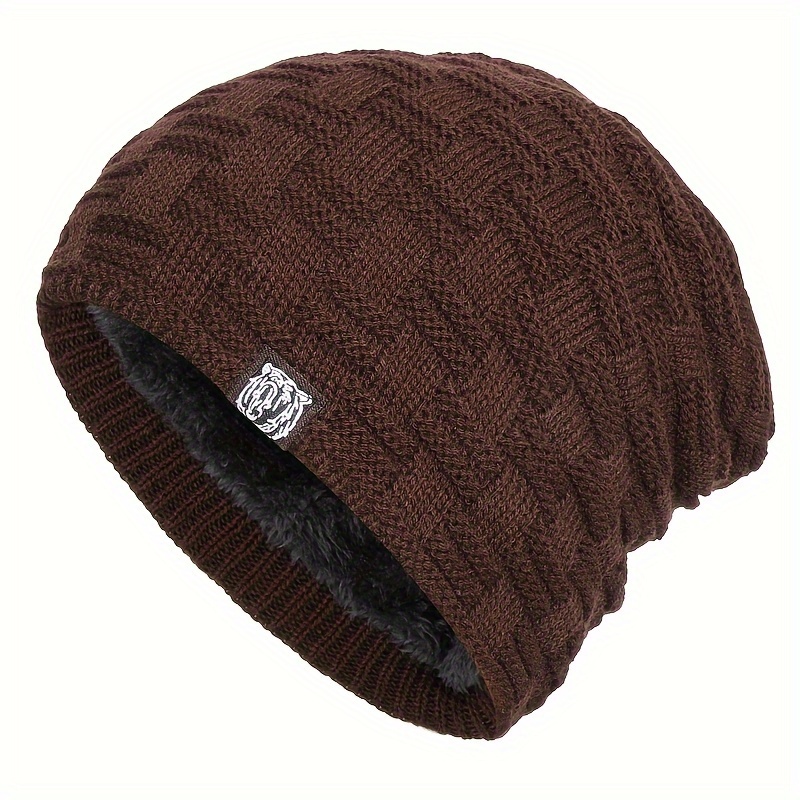 men cold weather-soft knitted beanie unisex thicken warm knit hat lightweight ear protection windproof slouchy hat for women men cold weather details 4