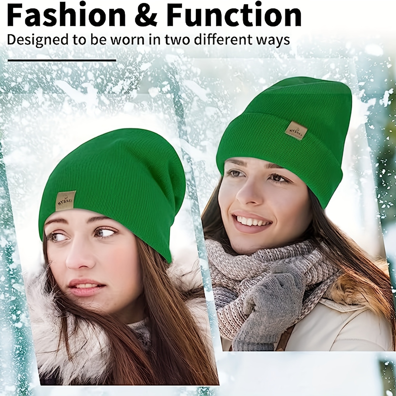 merino wool warm beanie label decor unisex knit hat double layer windproof skull cap elastic beanies ski hats for women men autumn winter details 8