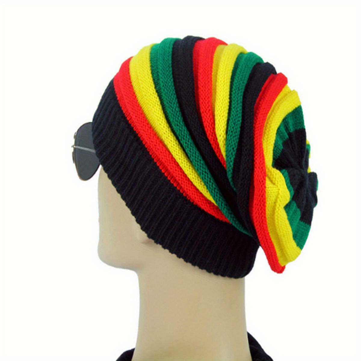 multicolour knit beanie-multicolour knit beanie rainbow striped oversize baggy hat slouch cap unisex coldproof ski hats for men women winter details 3