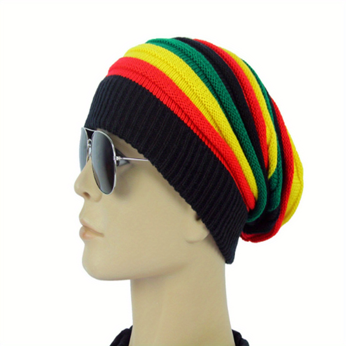 multicolour knit beanie-multicolour knit beanie rainbow striped oversize baggy hat slouch cap unisex coldproof ski hats for men women winter details 5