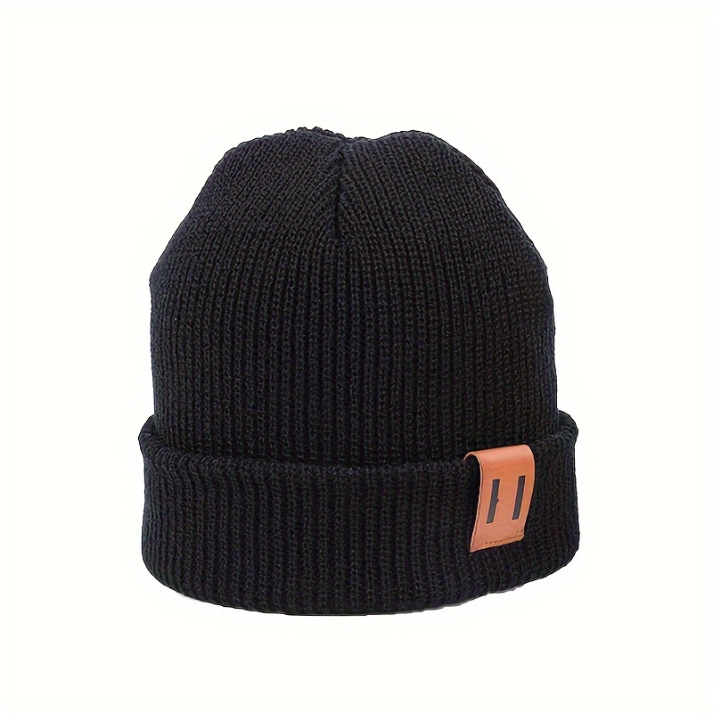 classic patch unisex basic beanie elastic casual skull cap warm cuffed beanies breathable knit hats for women men autumn winter details 2