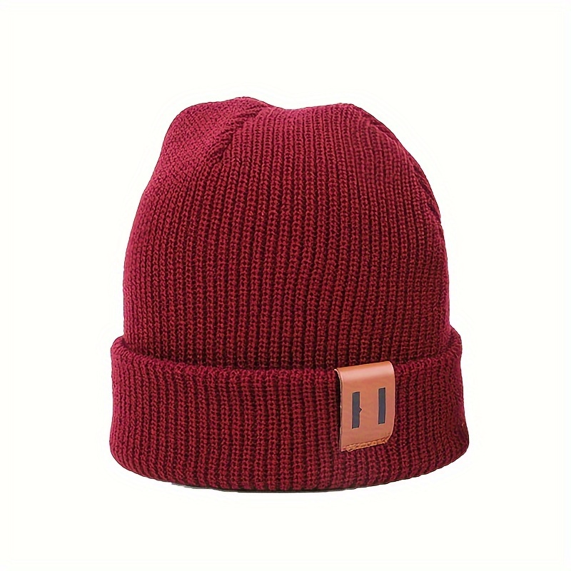 classic patch unisex basic beanie elastic casual skull cap warm cuffed beanies breathable knit hats for women men autumn winter details 6