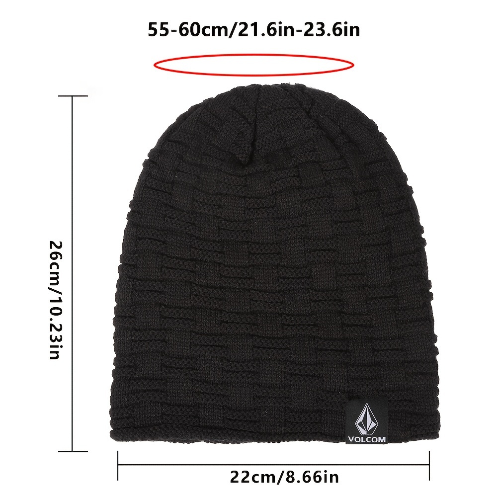 winter warm unisex fleece beanie thick coldproof knit hats solid color elastic skull cap outdoor cycling beanies for women men details 1