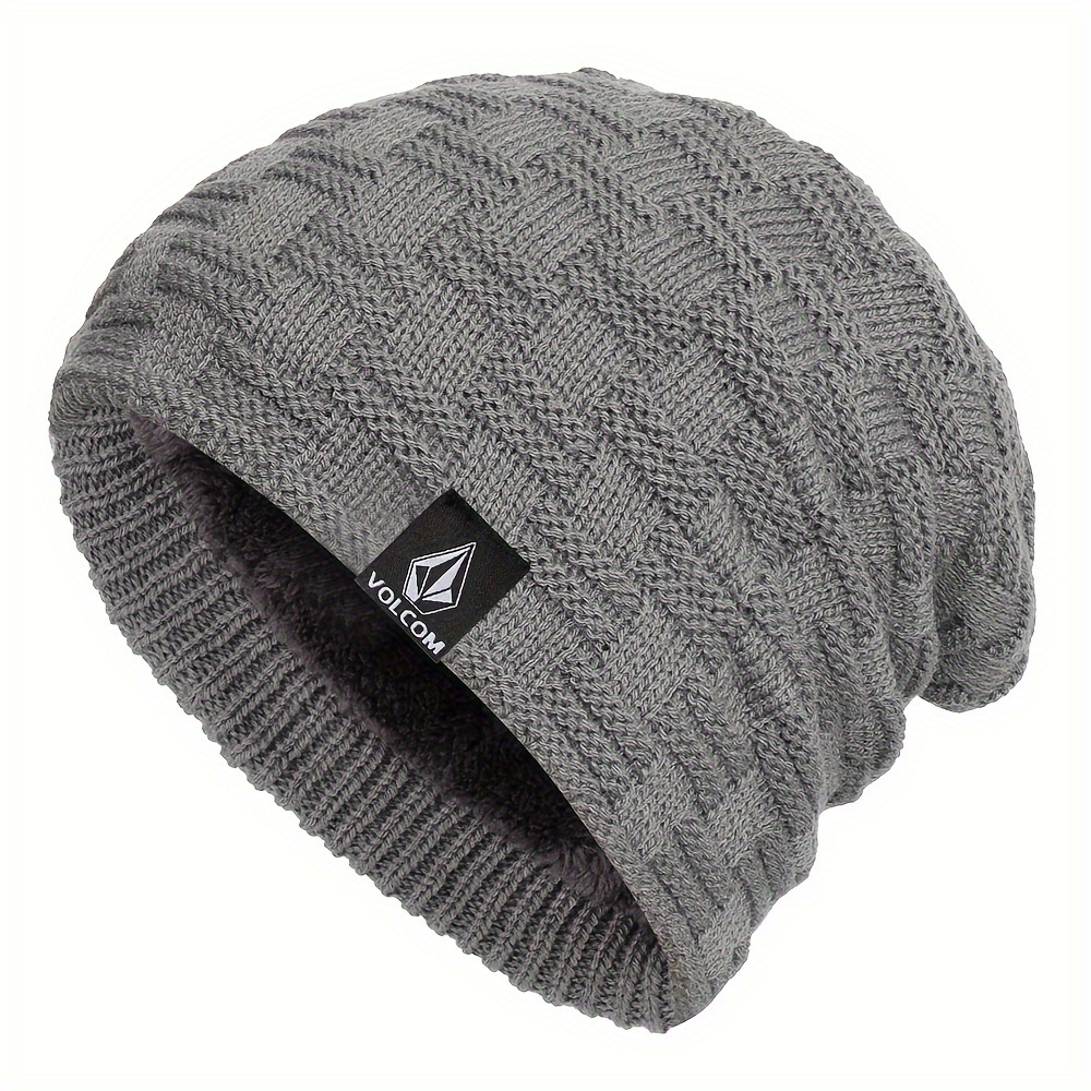 winter warm unisex fleece beanie thick coldproof knit hats solid color elastic skull cap outdoor cycling beanies for women men details 3