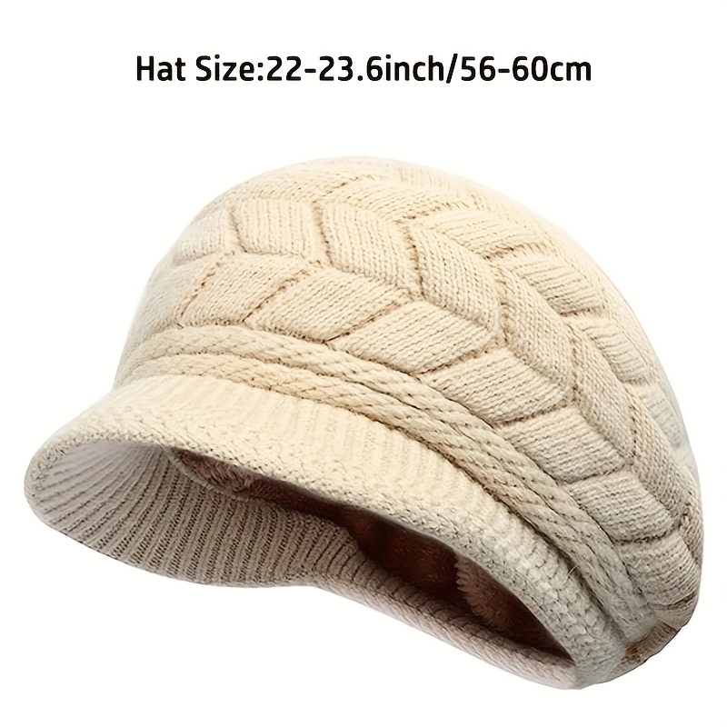 ribbed knitted beret vintage solid color knit hats lightweight warm beanies windproof crochet thick winter hat for women outdoor details 3