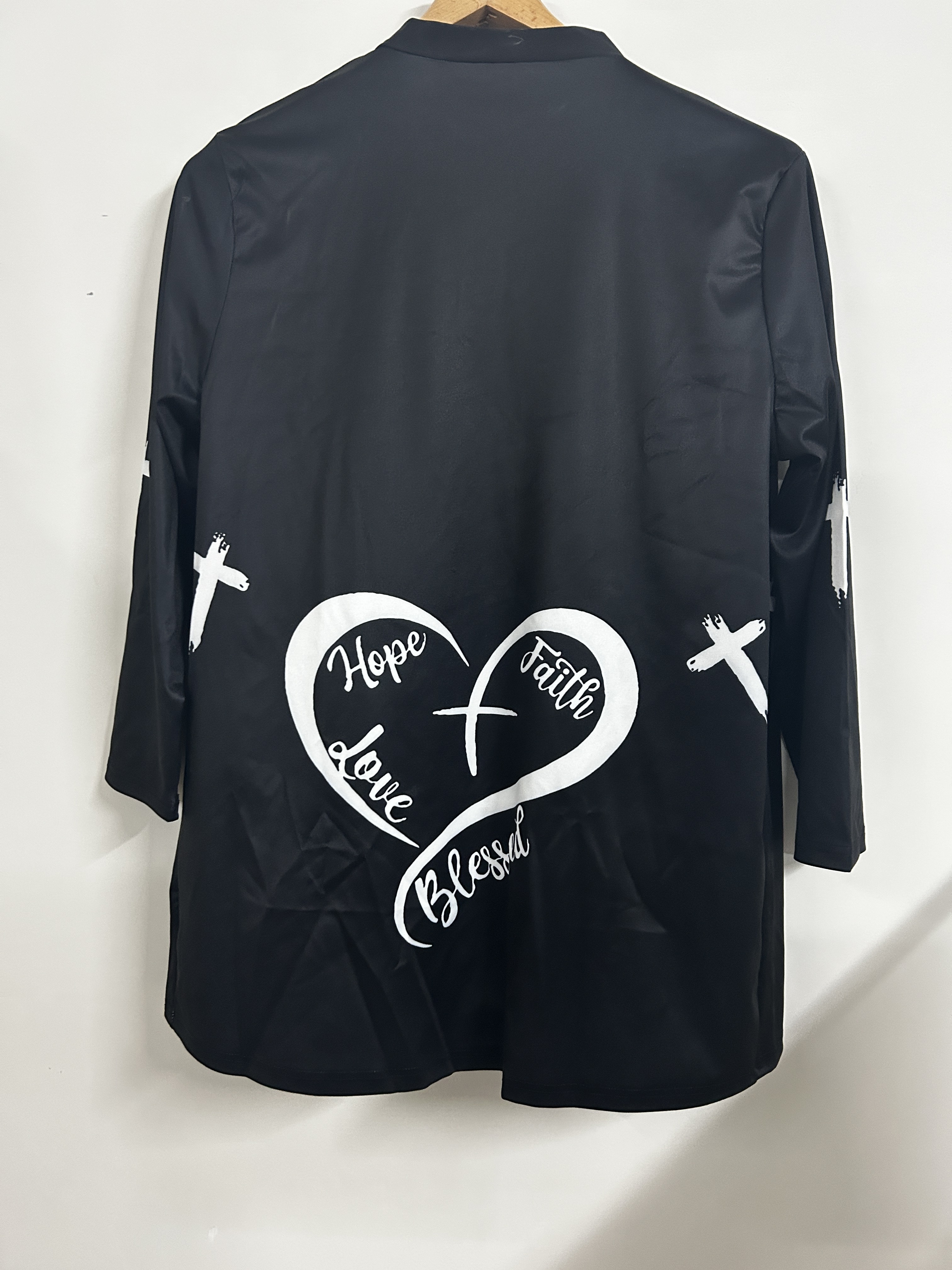 plus size casual cardigan womens plus heart letter print long sleeve open front cardigan details 11