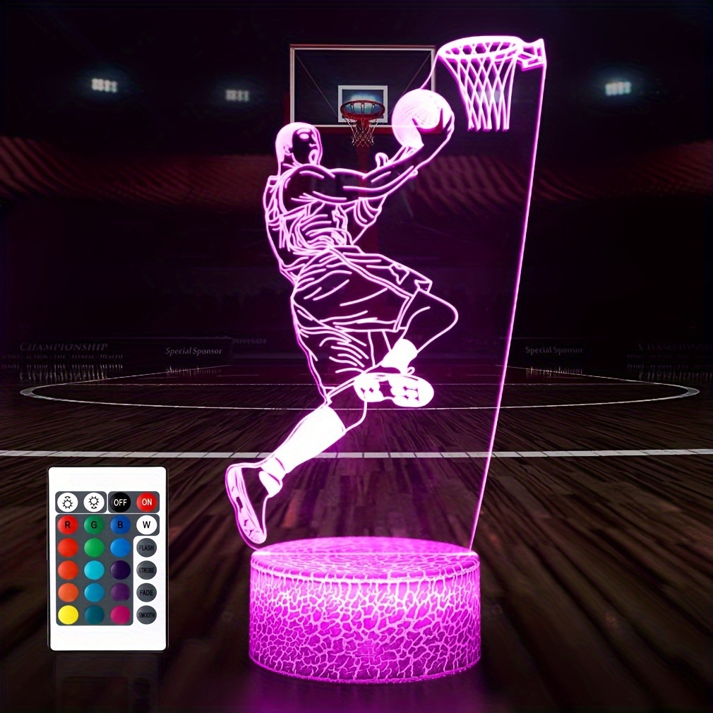 1pc cracked 16 color basketball 3d night light 3d optical illusion light touch light usb power used for bedroom study lighting birthday festival and birthday gifts details 6