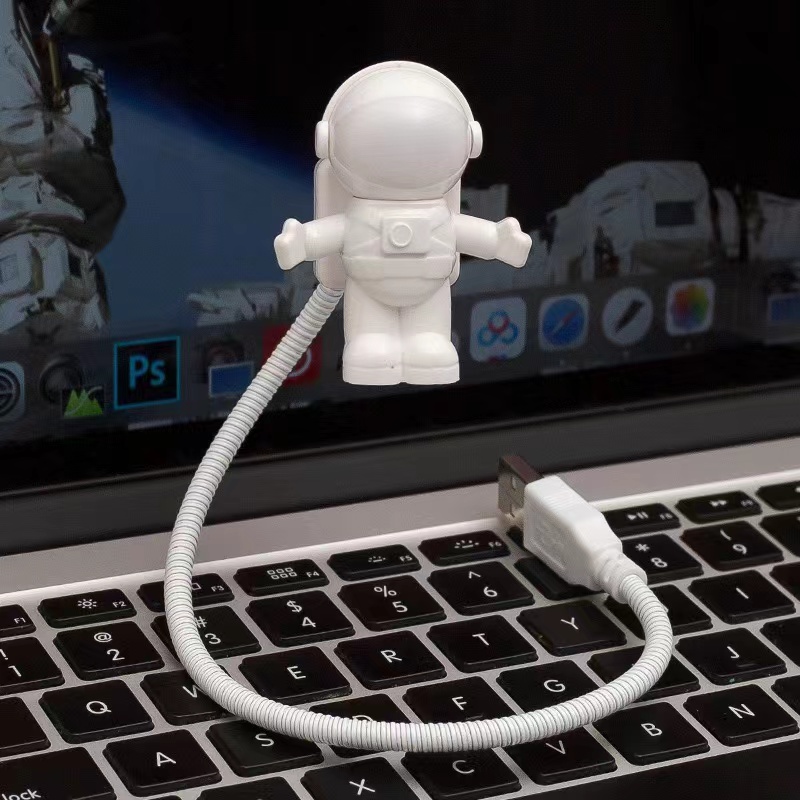 new spaceman astronaut usb nightlight led computer keyboard light soft light eye protection plug and play details 0