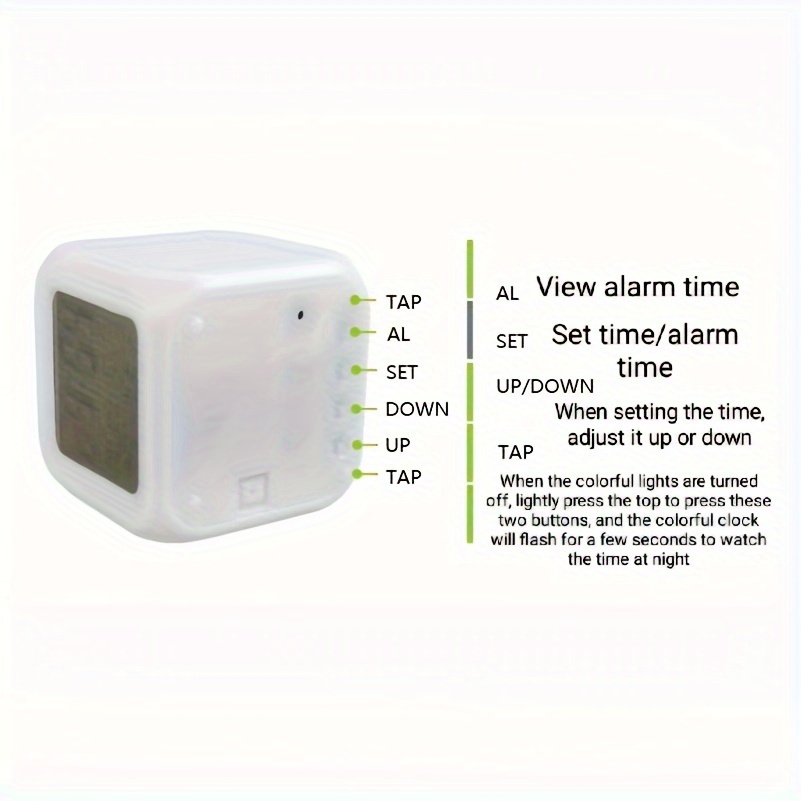 led luminous colorful color changing electronic alarm clock square clock excluding batteries details 5