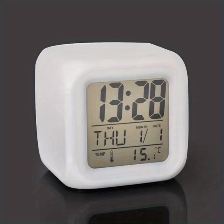 led luminous colorful color changing electronic alarm clock square clock excluding batteries details 6