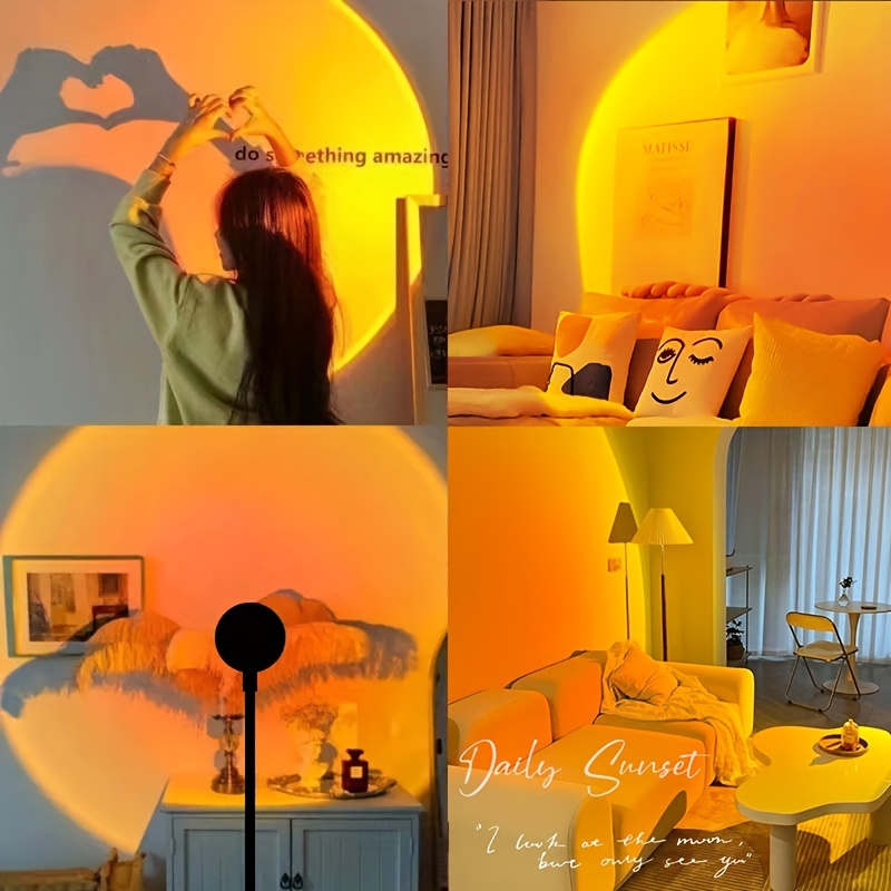 sunset lamp projector sunset light led projection night light 360 degrees rotating romantic rainbow light usb plug in for photography selfie party bedroom computer lamp decoration details 3