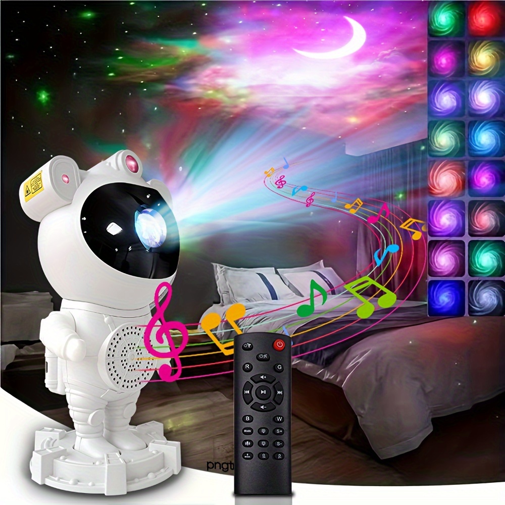 1pc astronaut milky way projector night light with wireless music player remote and key control wireless connection and timing nebula starry moon projector effect dynamic bedroom game party gift details 1