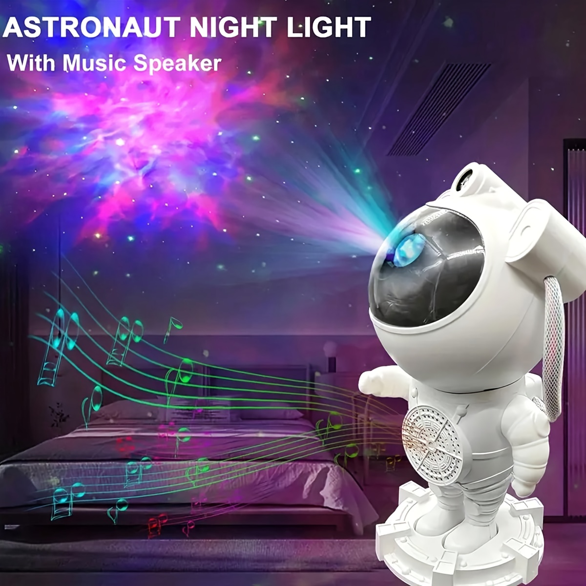 1pc astronaut milky way projector night light with wireless music player remote and key control wireless connection and timing nebula starry moon projector effect dynamic bedroom game party gift details 5