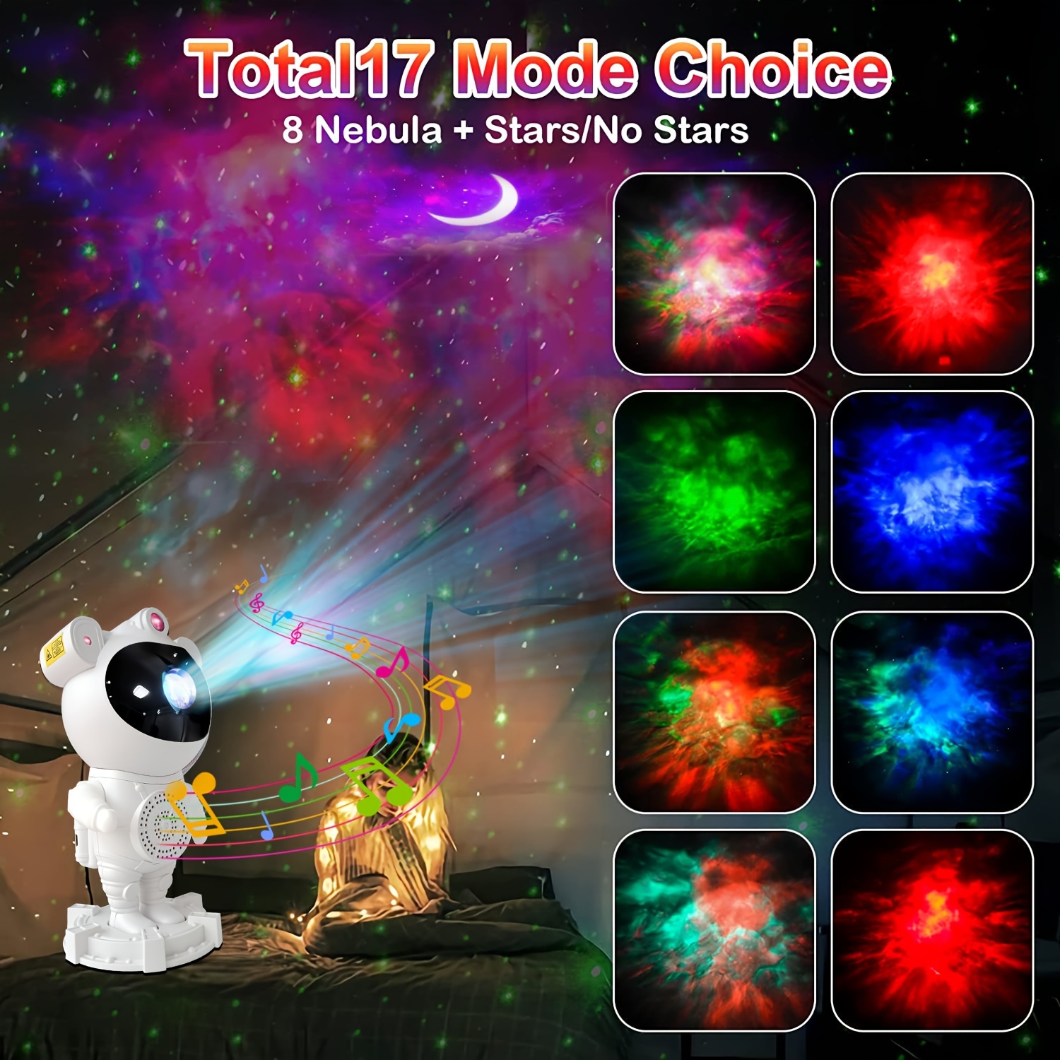 1pc astronaut milky way projector night light with wireless music player remote and key control wireless connection and timing nebula starry moon projector effect dynamic bedroom game party gift details 6