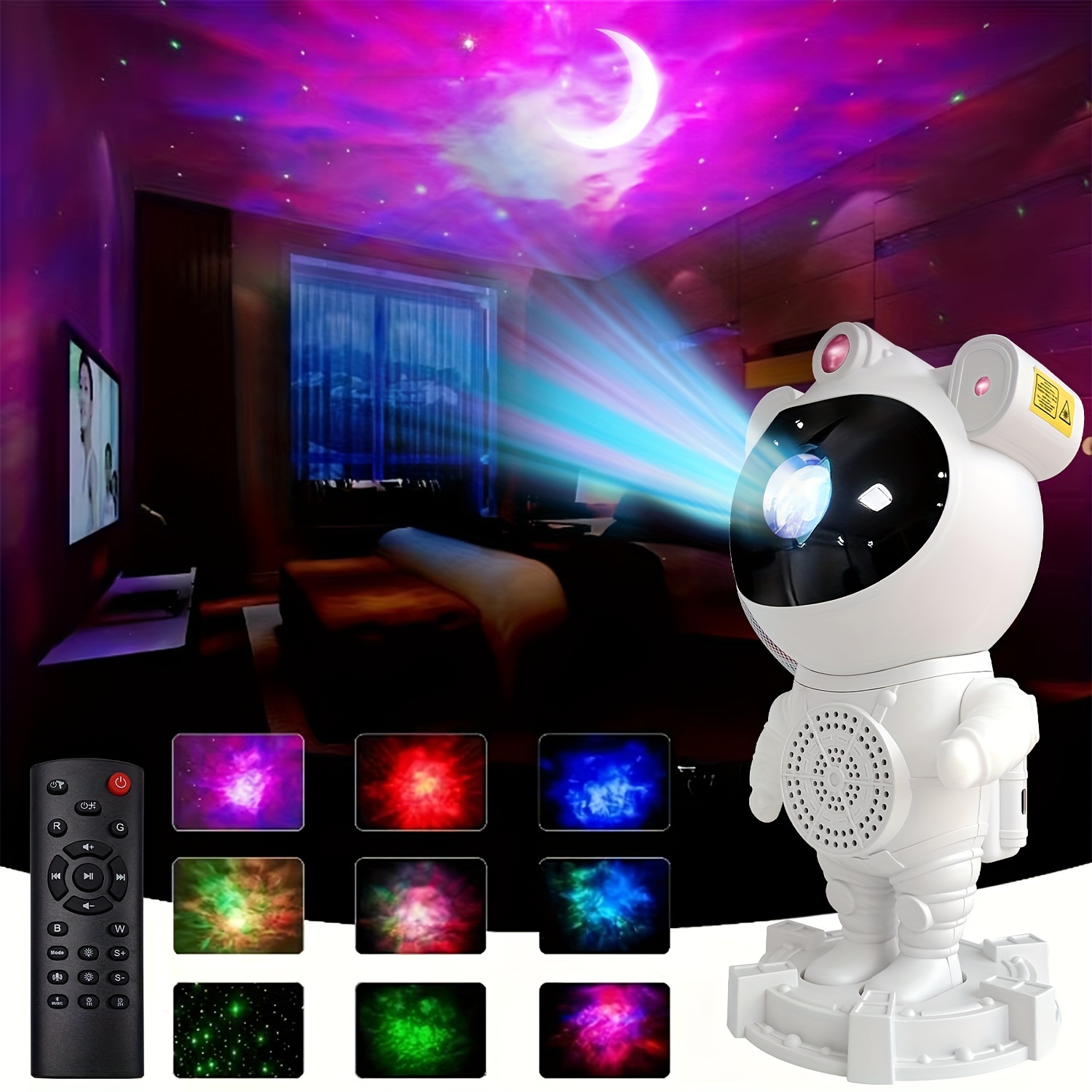 1pc astronaut milky way projector night light with wireless music player remote and key control wireless connection and timing nebula starry moon projector effect dynamic bedroom game party gift details 8