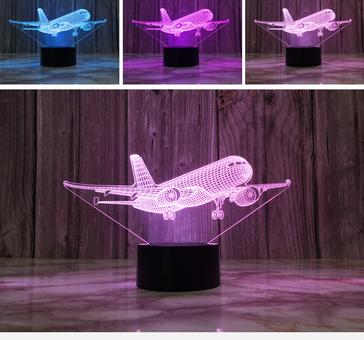 3d airplane night light usb plug in table lamp for home decor parties camping more creative aircraft design with multiple colors and brightness levels details 0