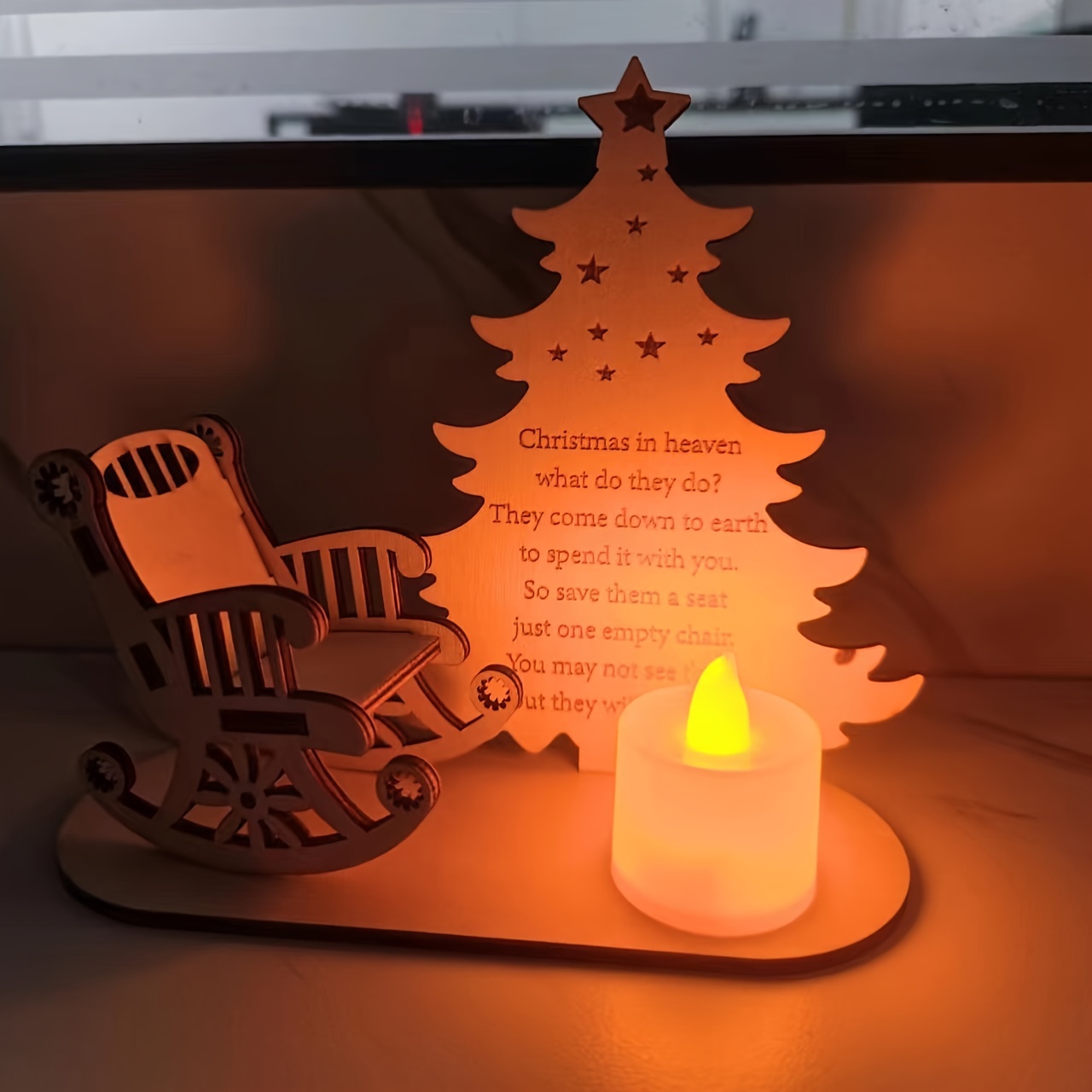 led1pc christmas candle light room decoration light memorial to deceased loved ones lamp angel poetry memorial light christmas rocking chair candle light details 6