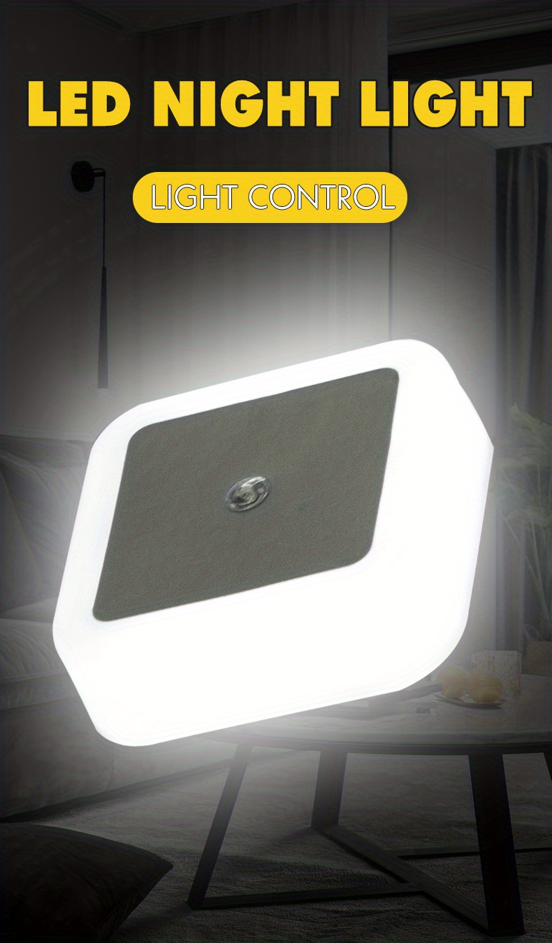 led night light lamp with smart sensor dusk to dawn sensor daylight white 0 5w plug in details 0