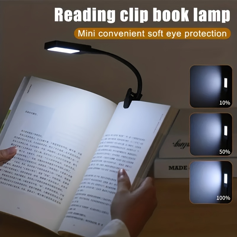 rechargeable book reading light lamp led book light for reading in bed eye caring adjustable brightness 3 color temperatures 10 hoursruntime usb reading light for bed book light clip on details 5