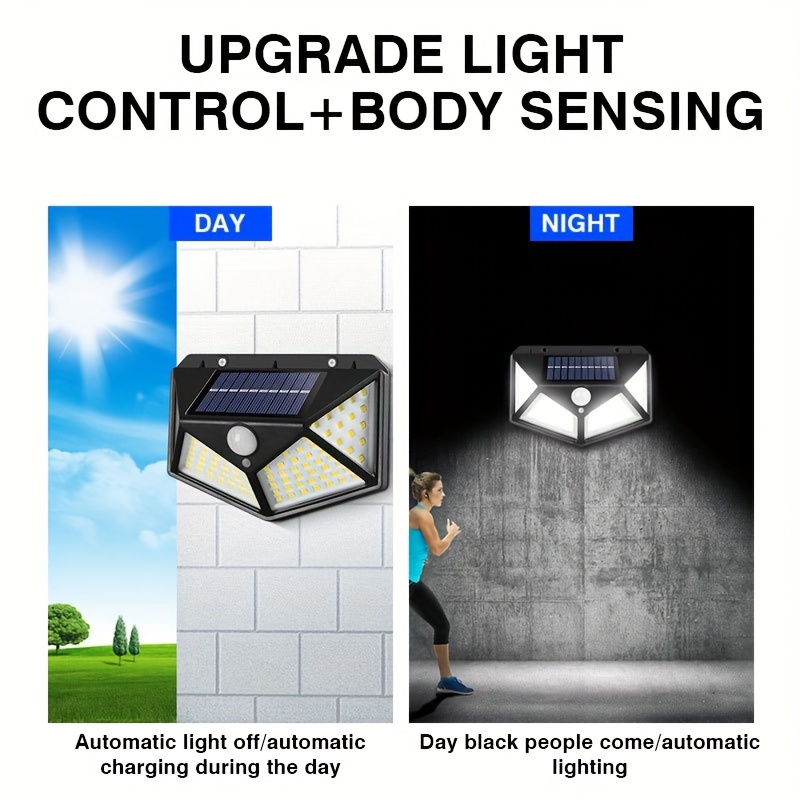 100led induction light solar charging courtyard wall light on all sides of the human body induction wall light outdoor light details 2