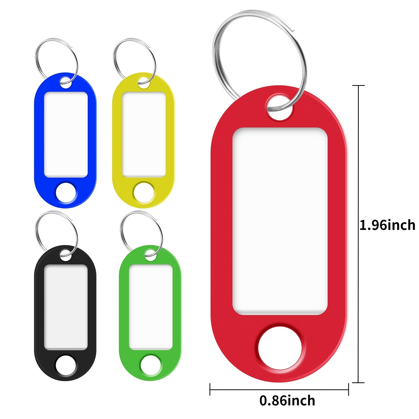 50 pack durable key tags with labels and split rings perfect for labeling keys pets luggage and more available in 5 colors details 6