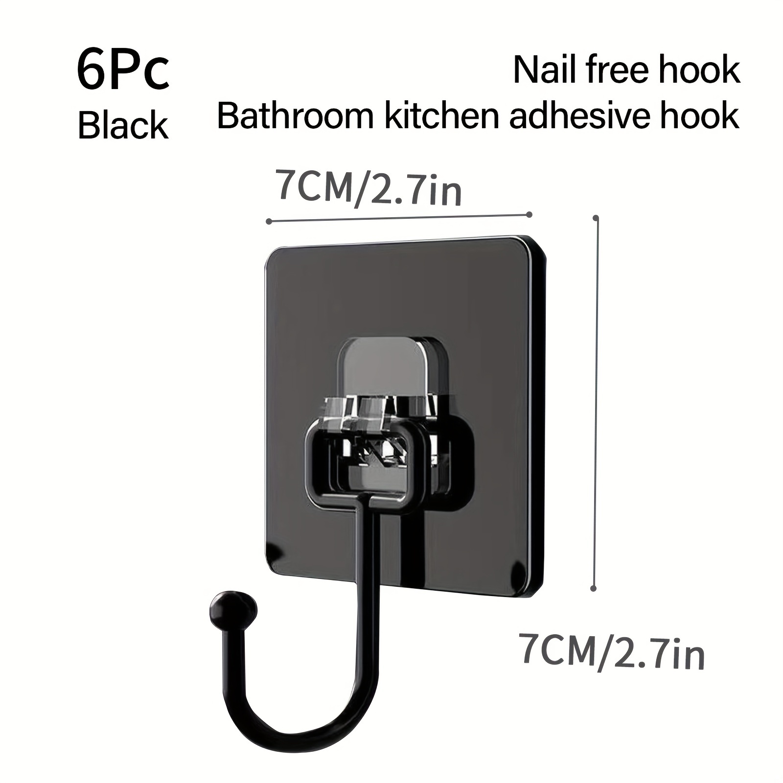 6pcs large heavy duty wall hook self adhesive hanging hook multipurpose coat hat towel key sundry hook waterproof hanger hook bathroom toilet kitchen household utility hook accessories details 2