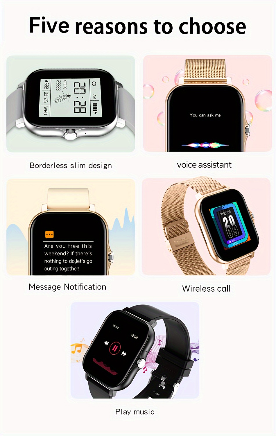 2023 new mens and womens sports smart watch gift counting calories step caloric call information prompt multi function smart watch wireless connection is applicable to android ios phone details 1