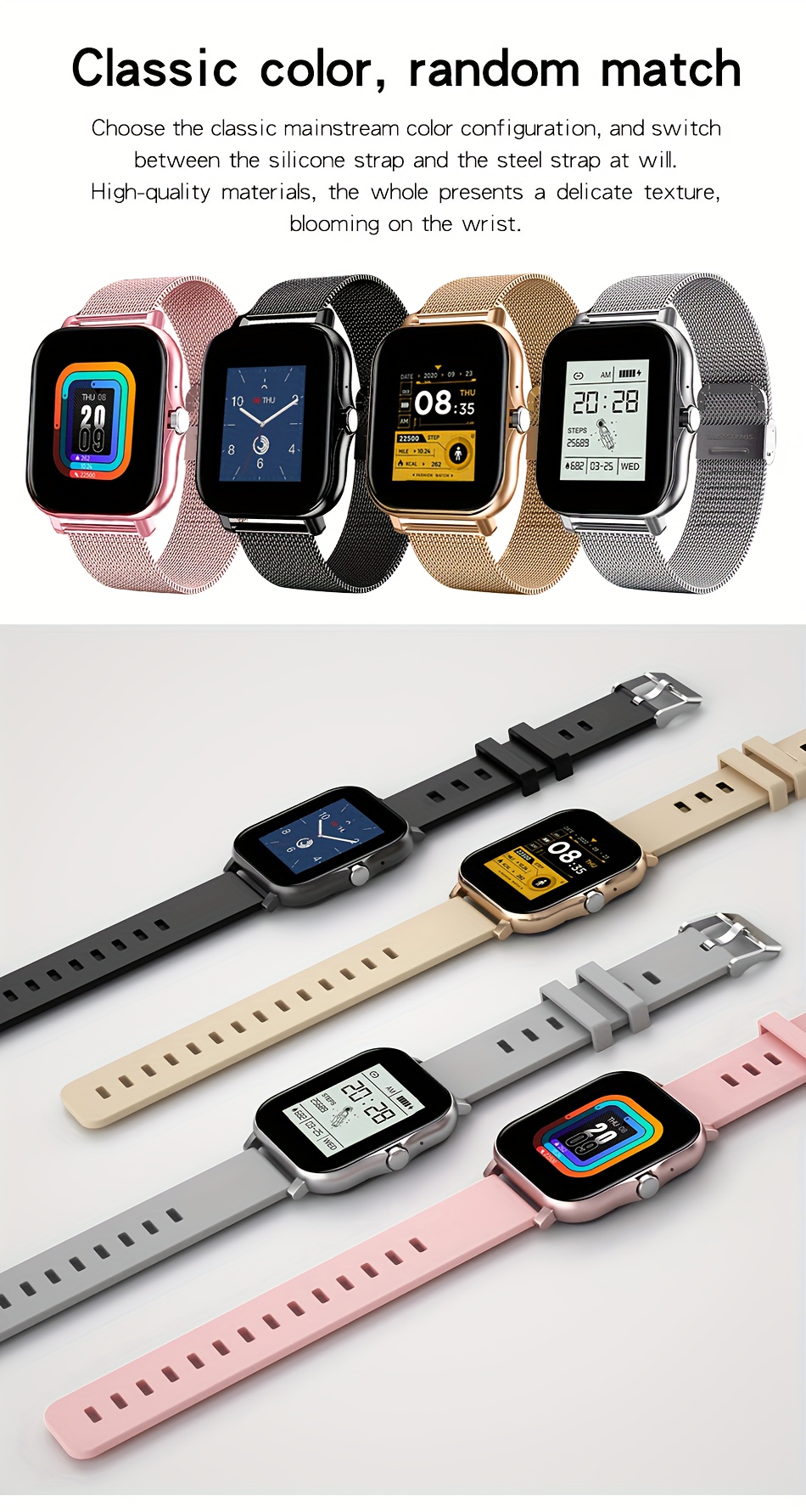 2023 new mens and womens sports smart watch gift counting calories step caloric call information prompt multi function smart watch wireless connection is applicable to android ios phone details 7