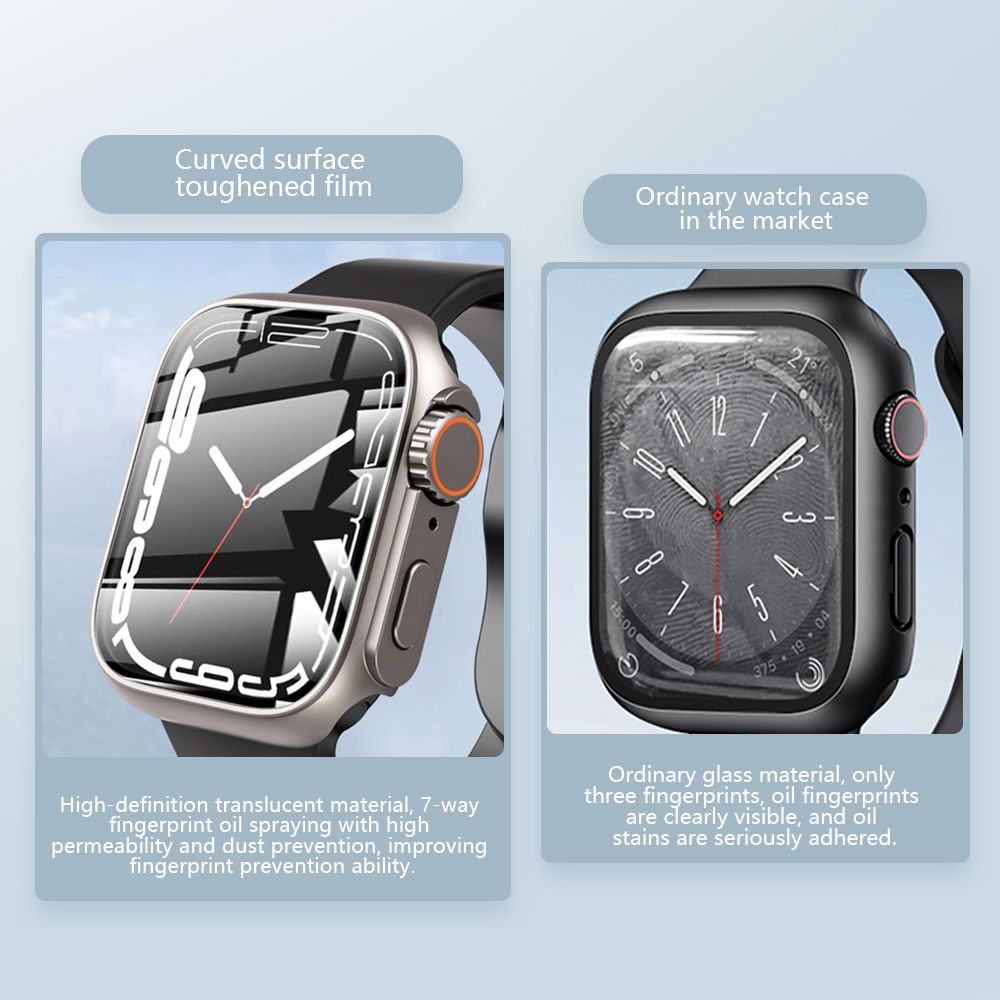 2 in 1 upgrade ultra cover for watch 8 7 6 se 44 45mm full coverage frame screen protector details 4