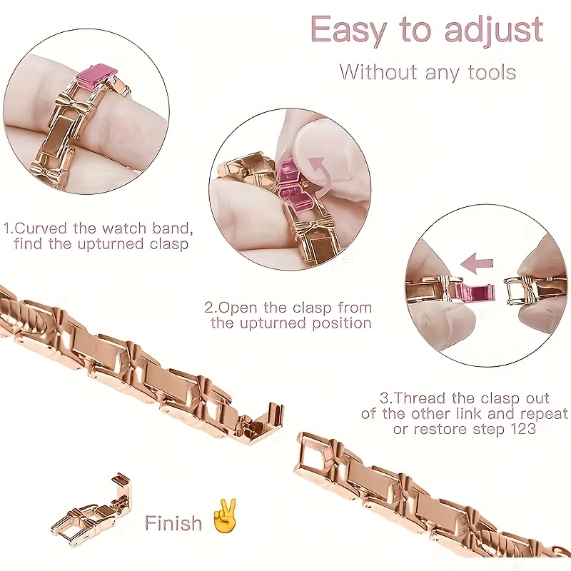 shiny rhinestone butterfly metal strap for iwatch lightweight adjustable bracelet compatible with iphone watch band details 4