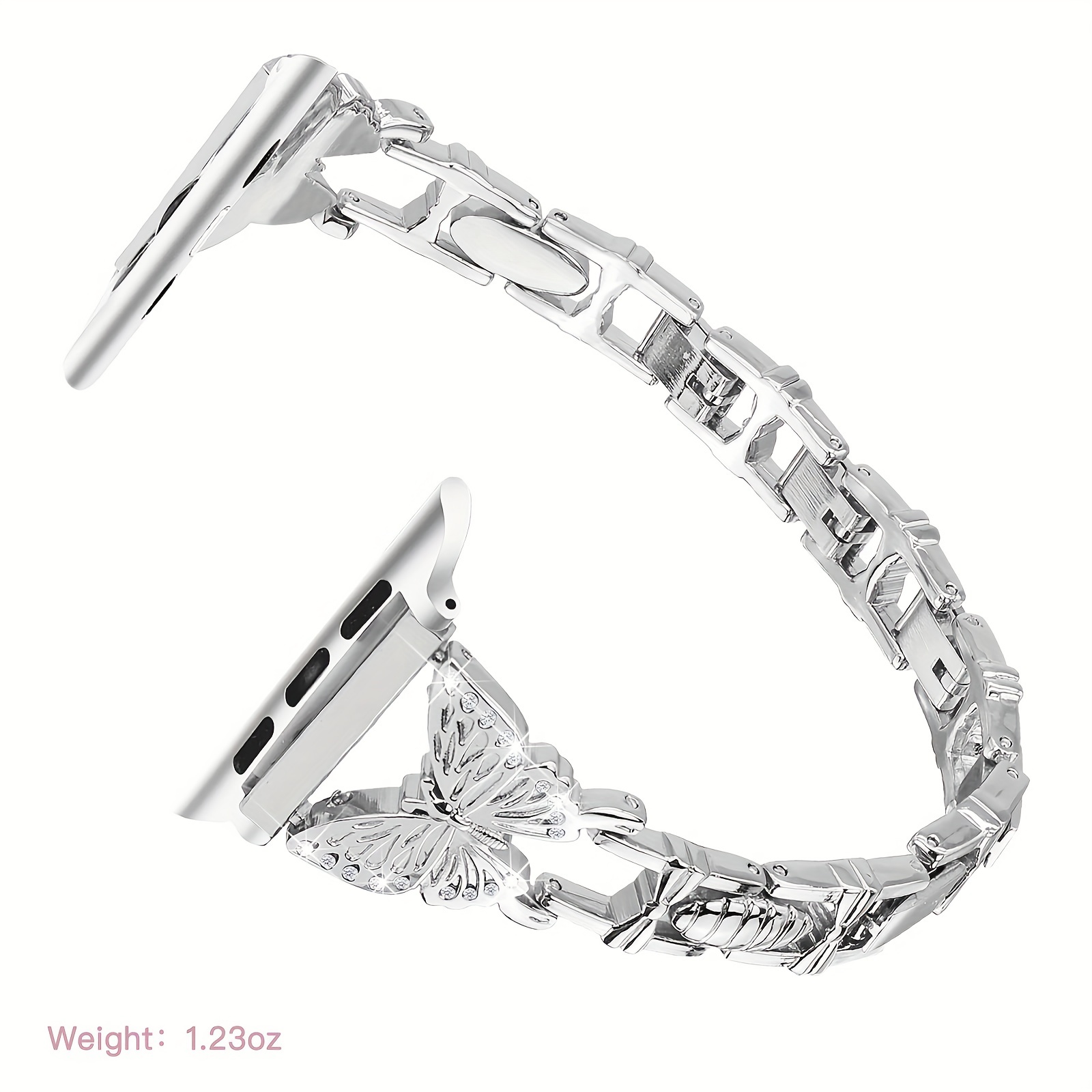 shiny rhinestone butterfly metal strap for iwatch lightweight adjustable bracelet compatible with iphone watch band details 9