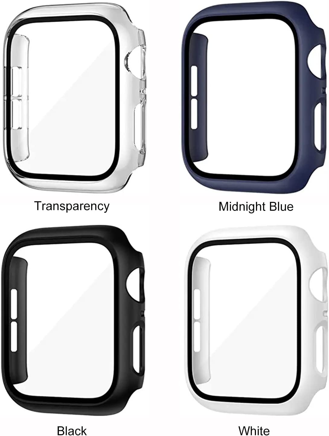 4pcs for watch protective cases with pc tempered glass screen protector full coverage hard shell details 0