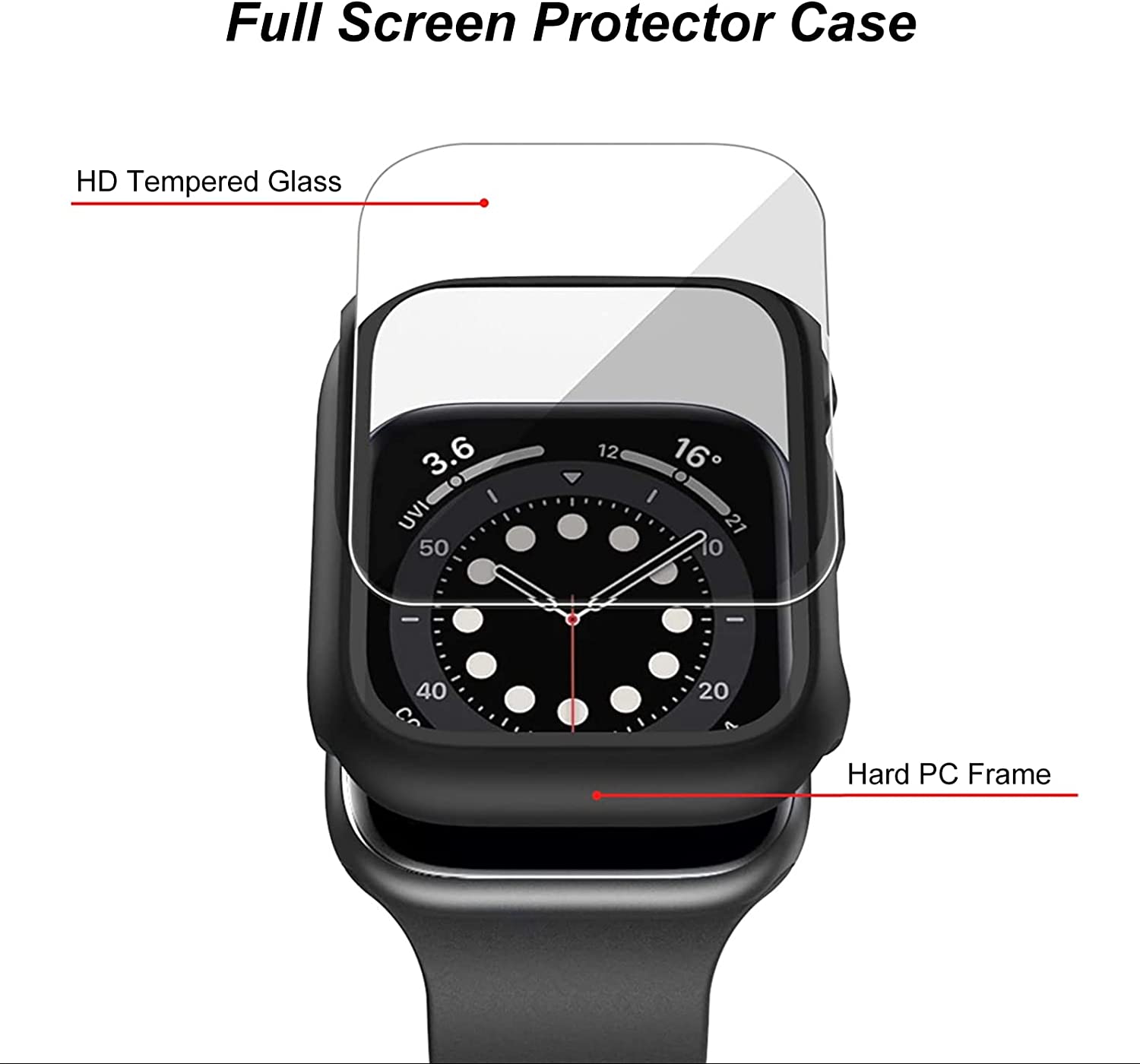 4pcs for watch protective cases with pc tempered glass screen protector full coverage hard shell details 2