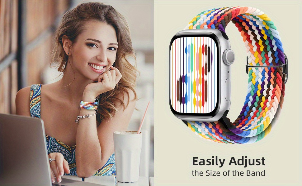 braided stretchy solo loop compatible for iwatch band 38mm 40mm 41mm 42mm 44mm 45mm 49mm for women men nylon elastic straps wristbands for iwatch series 8 7 6 se 5 4 3 2 1 ultra details 0