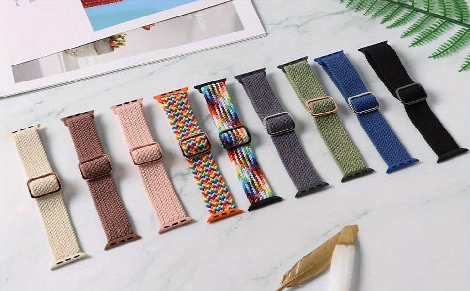 braided stretchy solo loop compatible for iwatch band 38mm 40mm 41mm 42mm 44mm 45mm 49mm for women men nylon elastic straps wristbands for iwatch series 8 7 6 se 5 4 3 2 1 ultra details 1